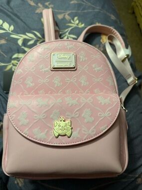 Loungefly Pink Aristocats Marie Mini Backpack with Gold Accent